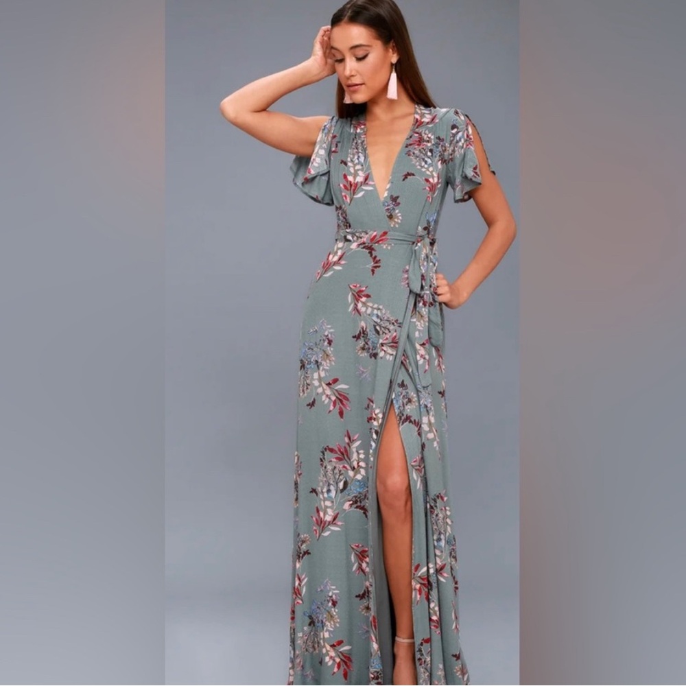 Lulus Floral Wrap Maxi Dress